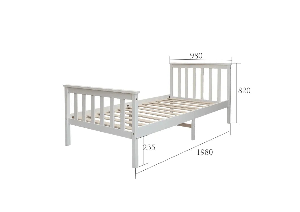 Lit 1 Place BATNA en Bois Blanc 90x190 cm