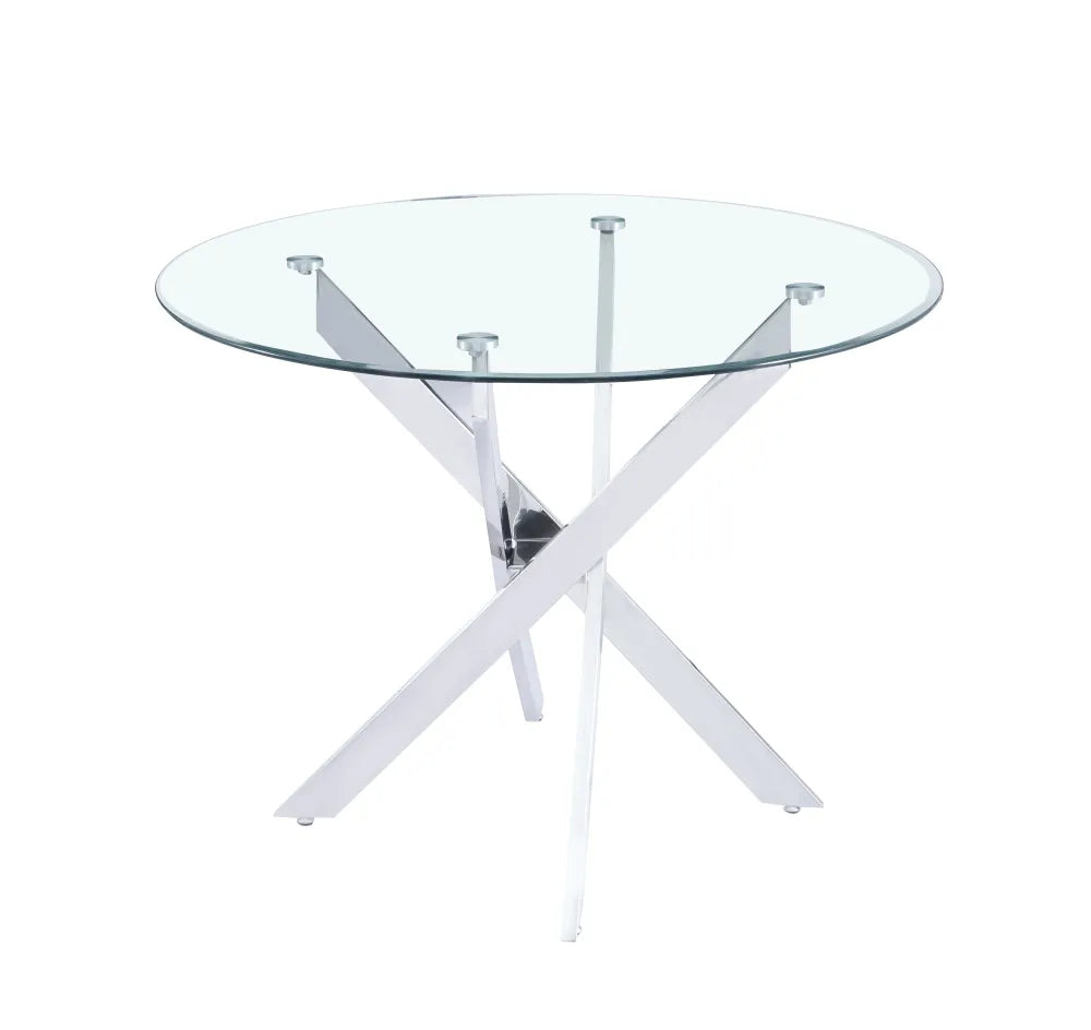 Table à manger ronde JESSICA pieds chrome Diamètre 100 cm #couleur_transparent