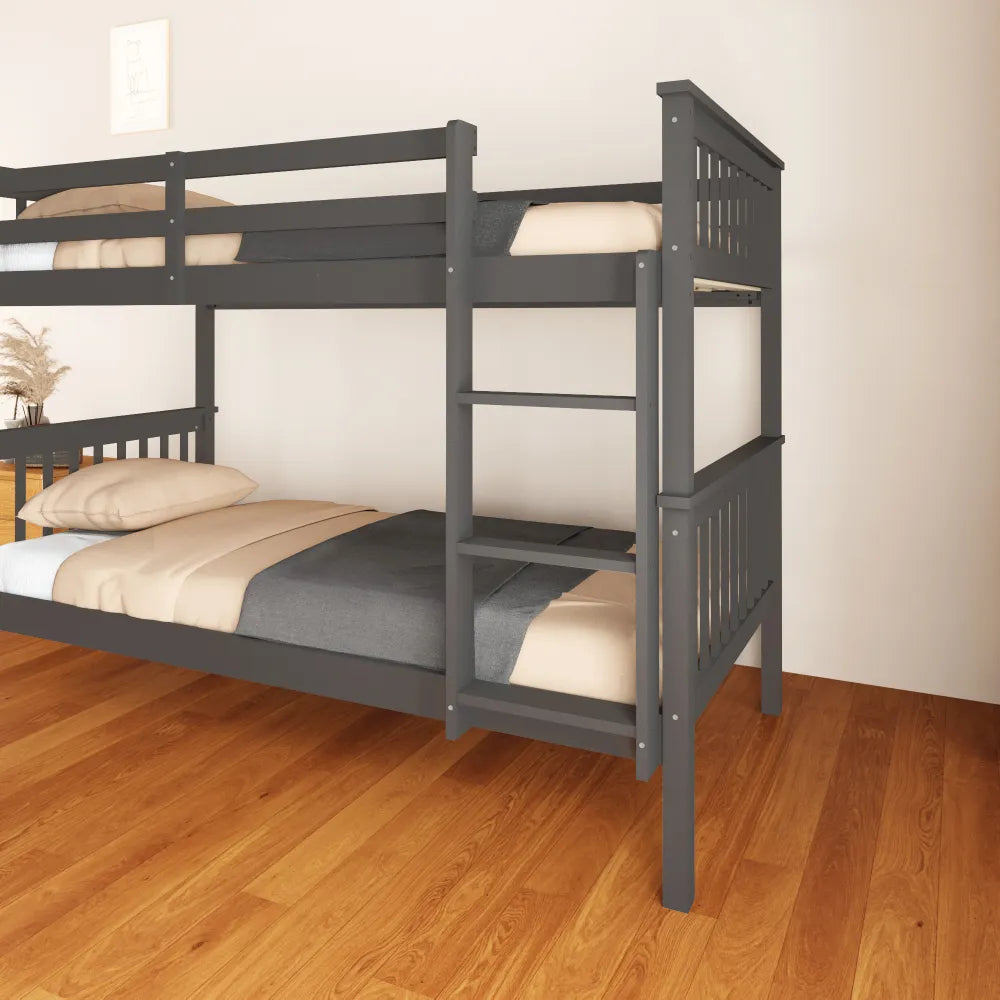 Lit superposé en bois séparable BATNA gris 90x190 cm #couleur_gris