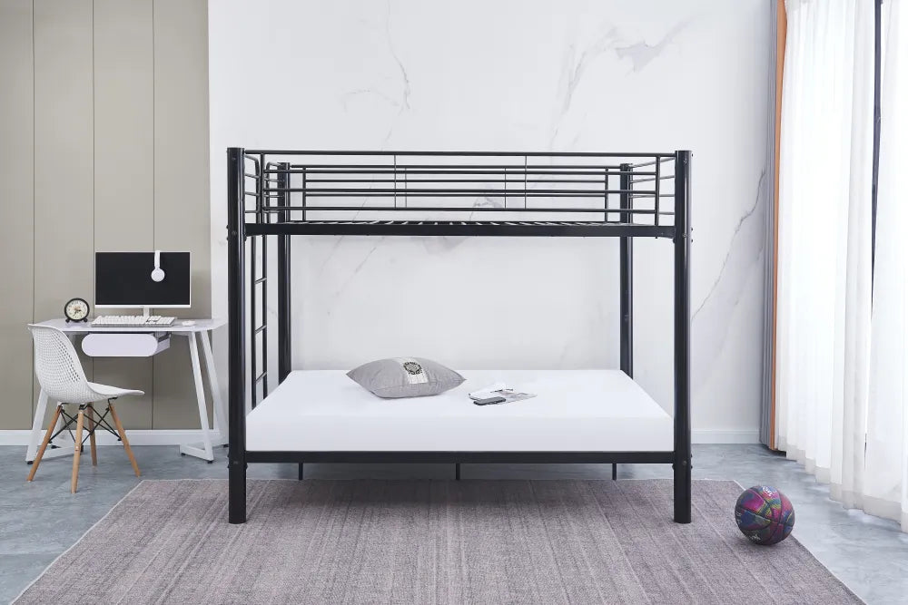 Lit superposé 4 places COLOSSE 140x190 cm en métal robuste – Sommier inclus #couleur_noir