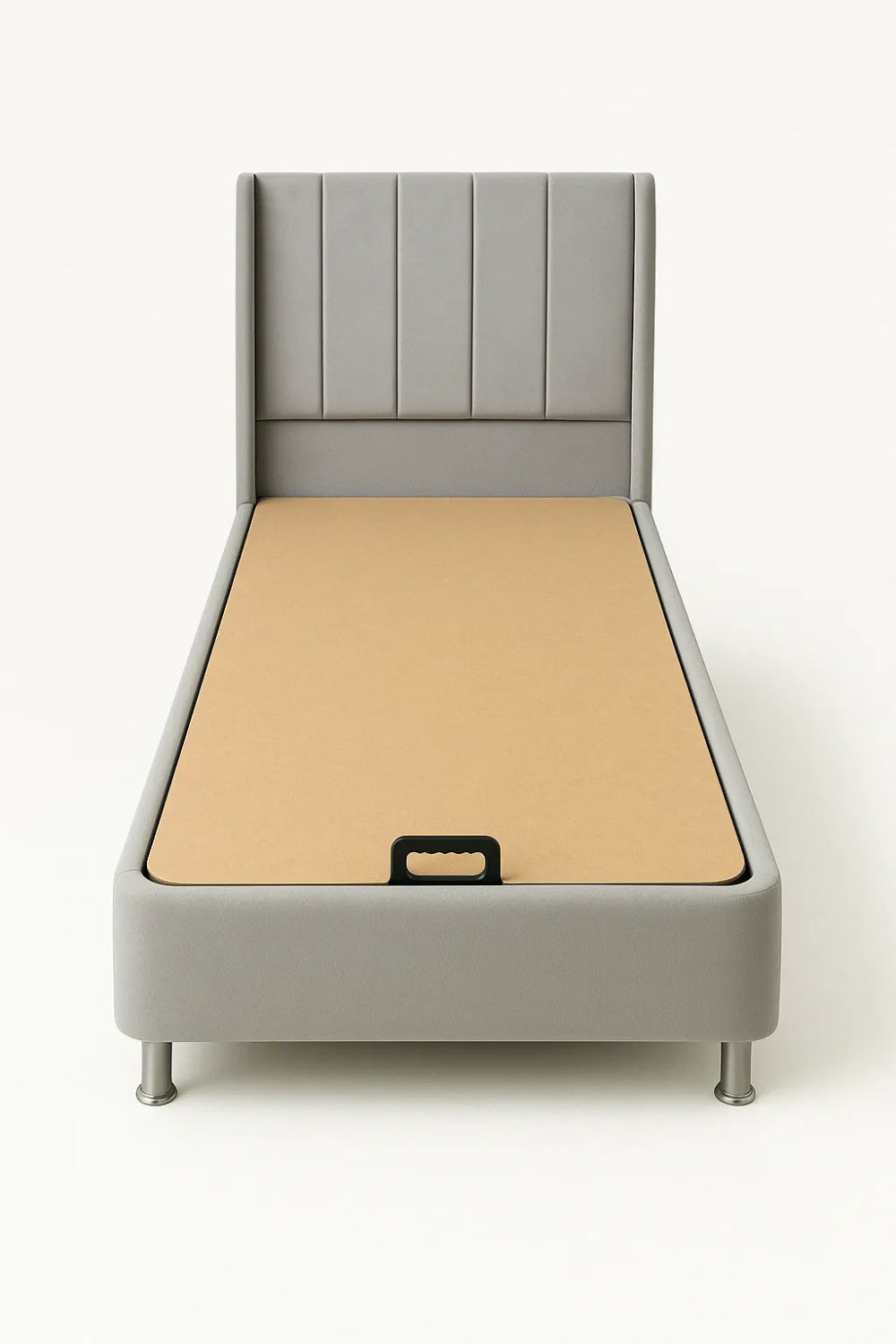 Lit coffre 90x190 TOKYO en velours #couleur_gris