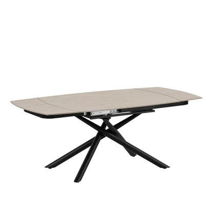 Table à manger extensible NYSA 129-189 cm en céramique travertin 