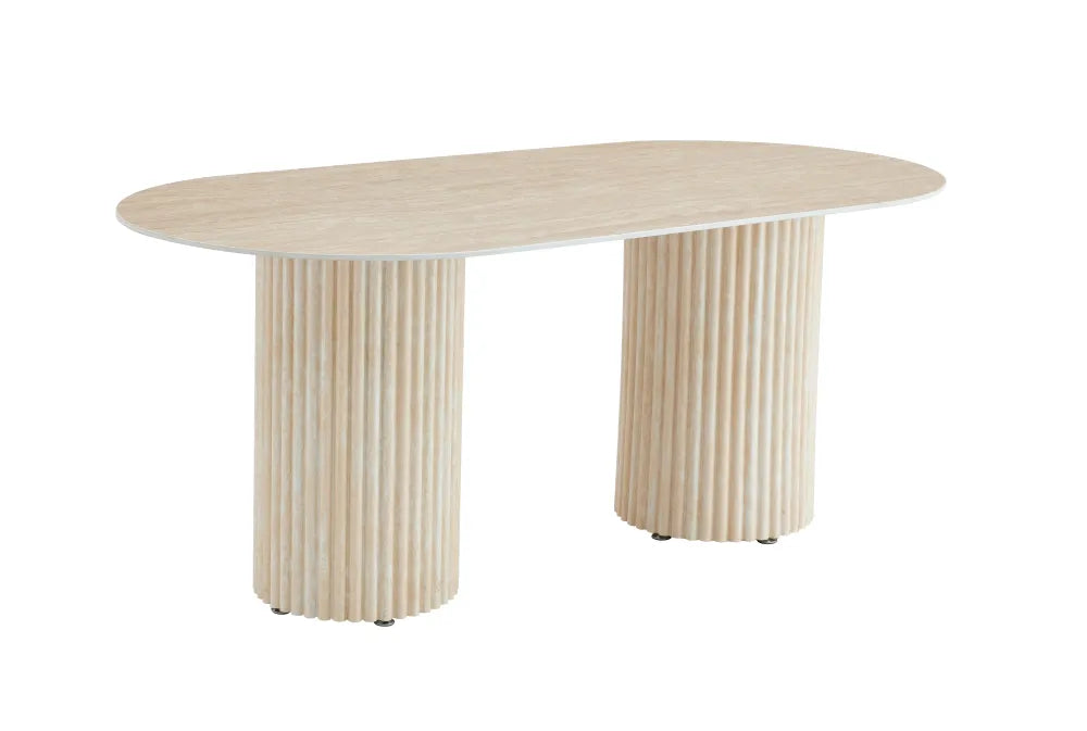 Table à manger KEYSHA en céramique #couleur_travertin