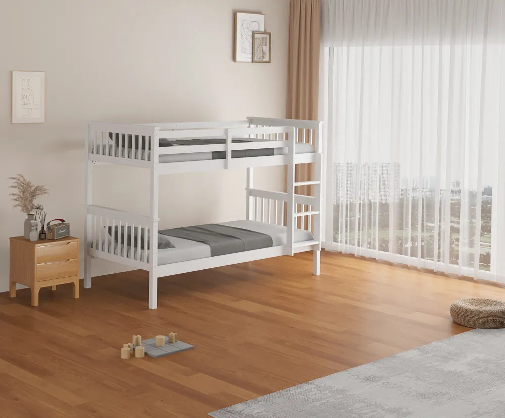 Lit superposé en bois séparable BATNA gris 90x190 cm #couleur_blanc
