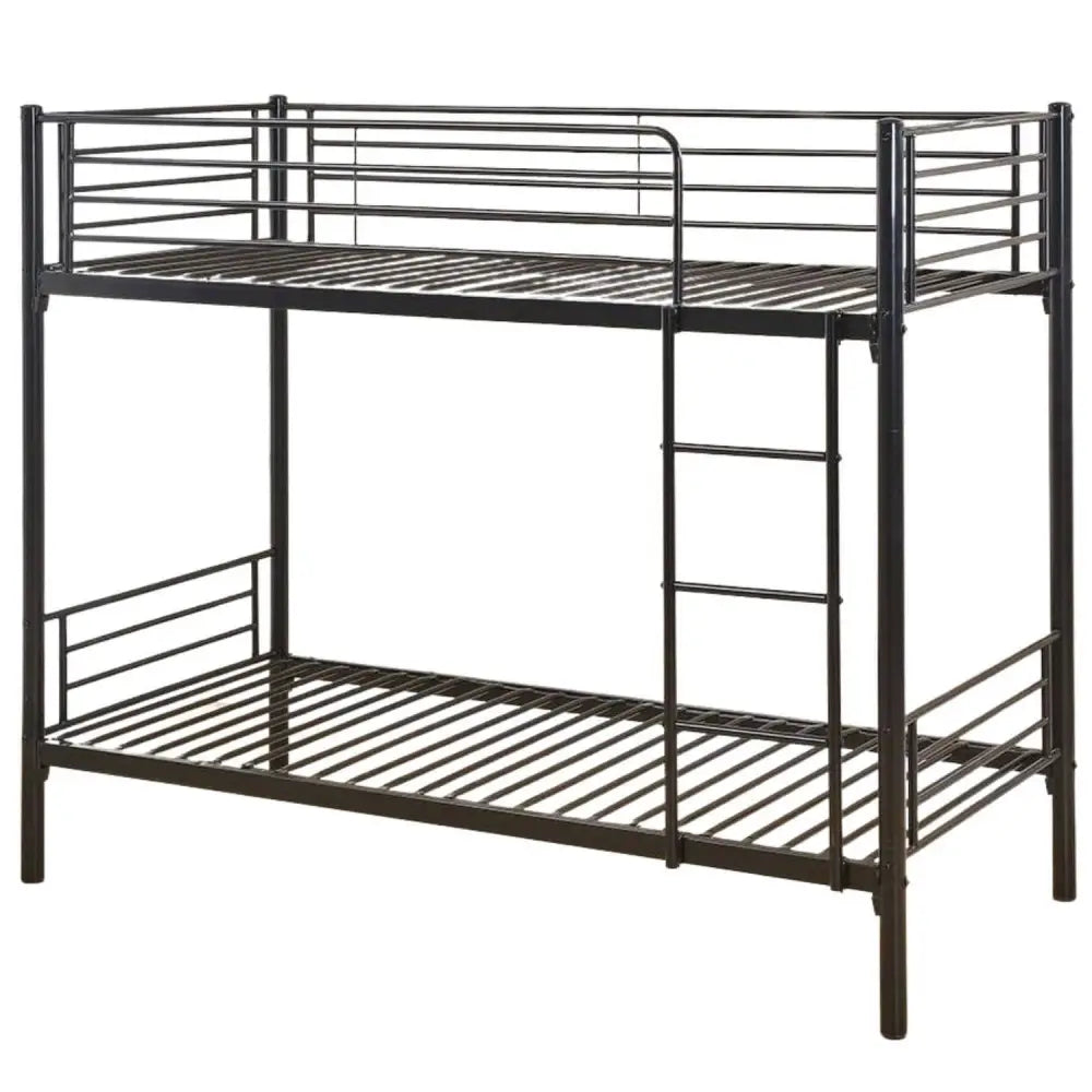 Lit superposé LUNA 1+1 Séparable en métal 90x190 cm sommier inclus #couleur_noir
