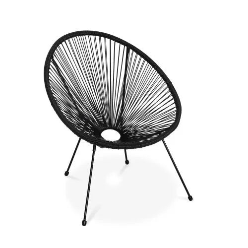 Fauteuil d'extérieur ACAPULCO résine et acier #couleur_noir