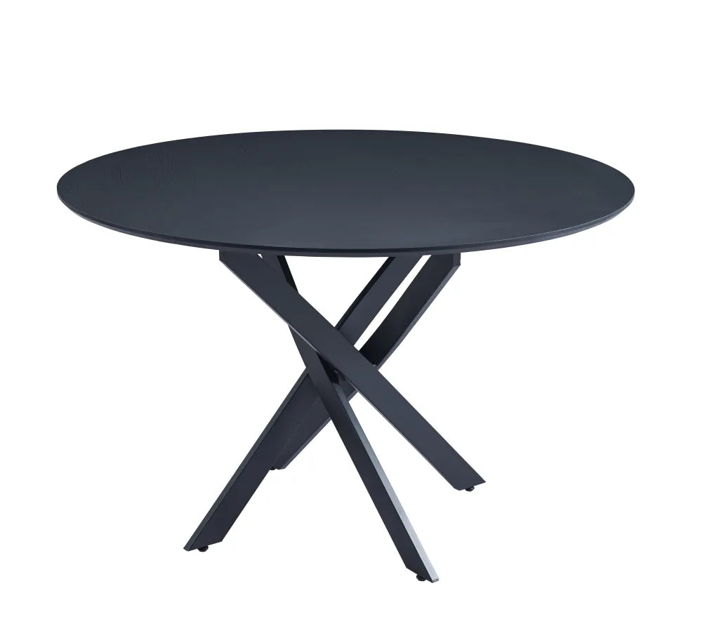 Table à manger ronde en bois JESSICA pieds métal noir #couleur_noir