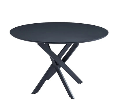 Table à manger ronde en bois JESSICA pieds métal noir 