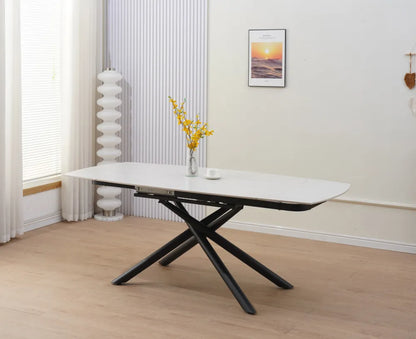 Table à manger extensible NYSA 129-189 cm en céramique travertin 
