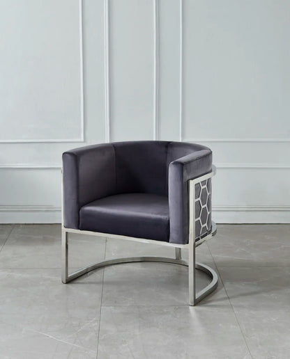 Fauteuil design ALVEOLES en velours et acier inox 