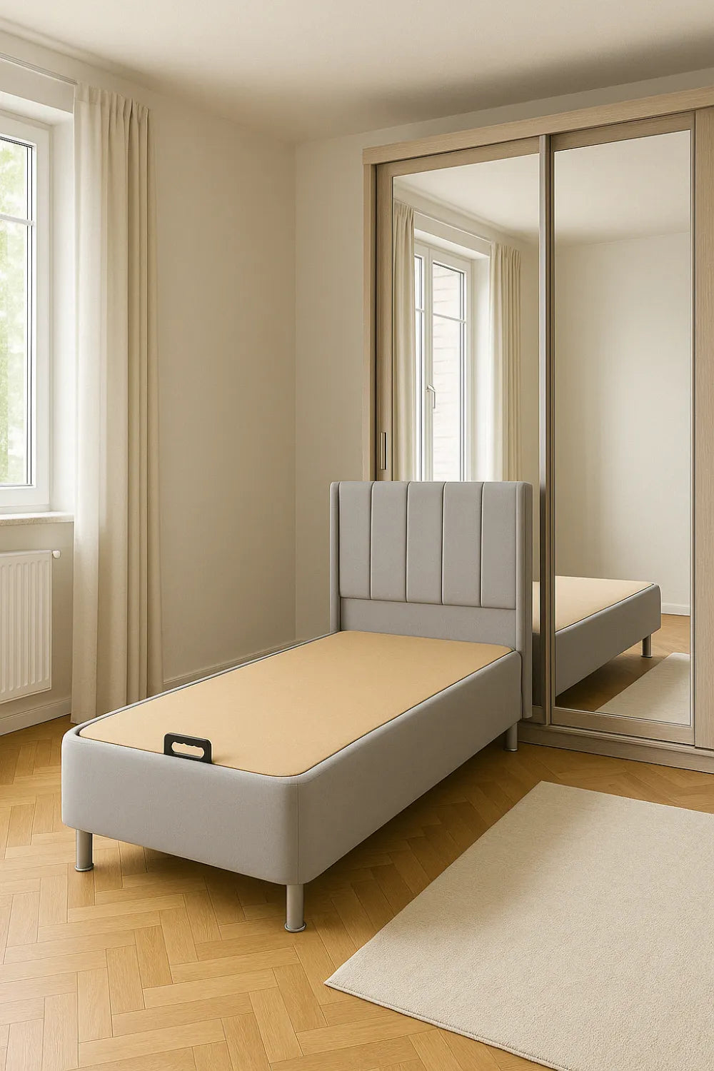 Lit coffre 90x190 TOKYO en velours #couleur_gris
