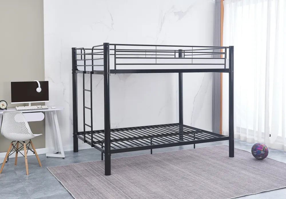 Lit superposé 4 places COLOSSE 140x190 cm en métal robuste – Sommier inclus #couleur_noir