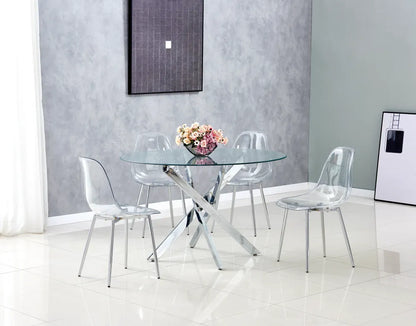 Table à manger ronde JESSICA pieds chrome Diamètre 100 cm 