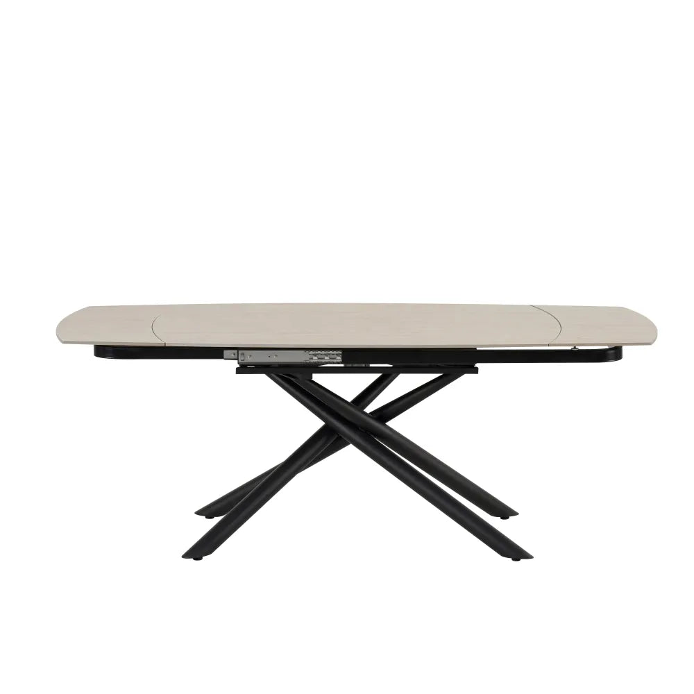 Table à manger extensible NYSA 129-189 cm en céramique travertin #couleur_travertin