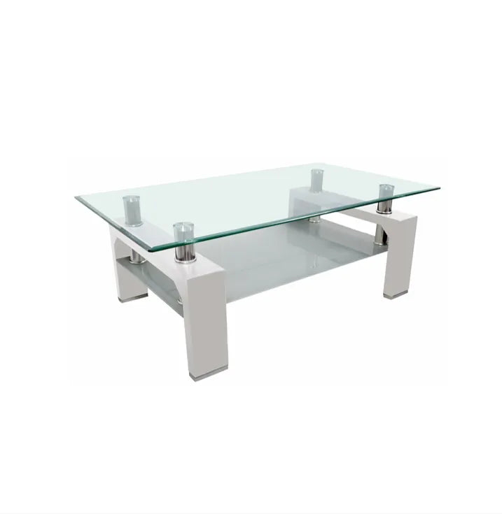 Table basse GLORIA pieds blanc #couleur_transparent