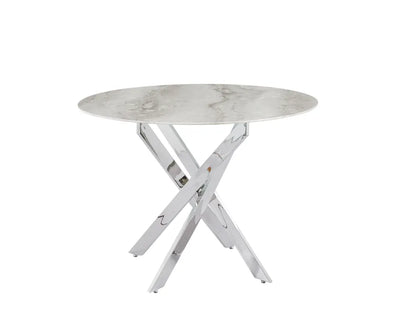 Table à manger ronde JESSICA pieds chrome Diamètre 100 cm 