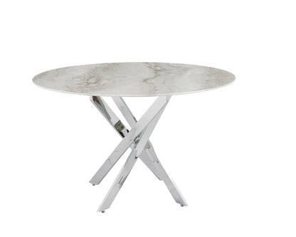 Table à manger ronde JESSICA pieds chrome Diamètre 120 cm 