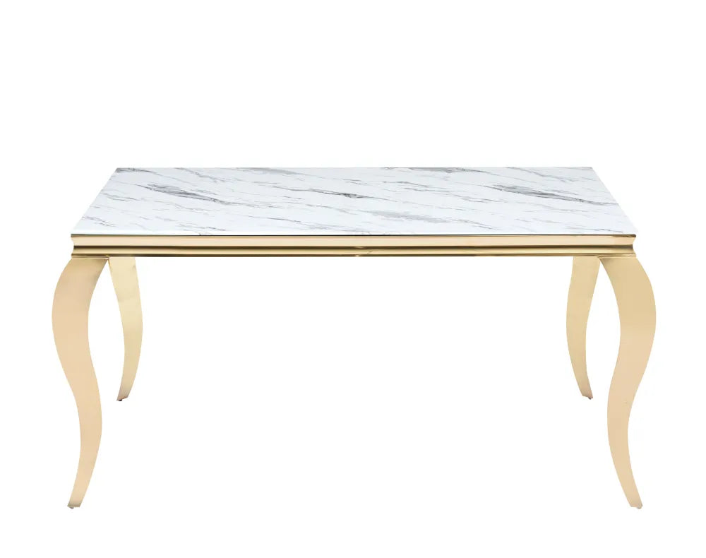 Table à manger BAROQUE gold #couleur_marbre-blanc