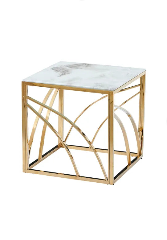 Guéridon GEO gold #couleur_marbre-blanc