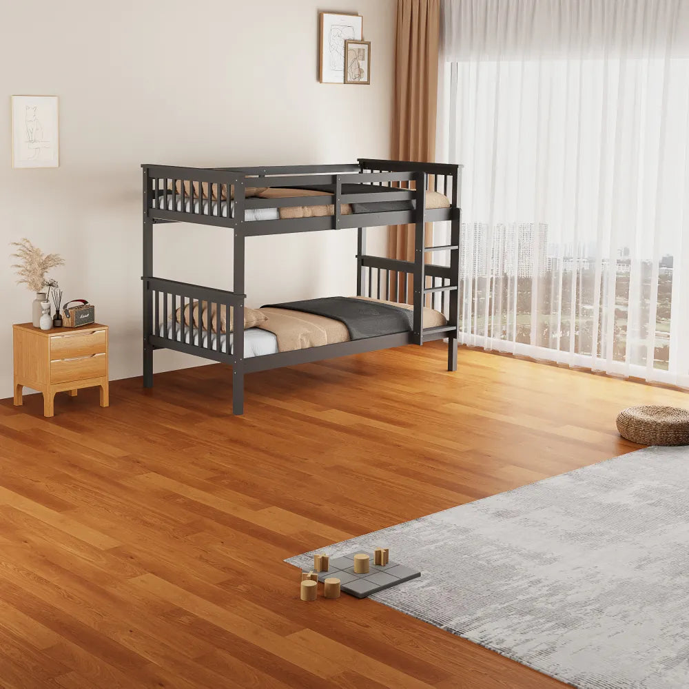 Lit superposé en bois séparable BATNA gris 90x190 cm #couleur_gris