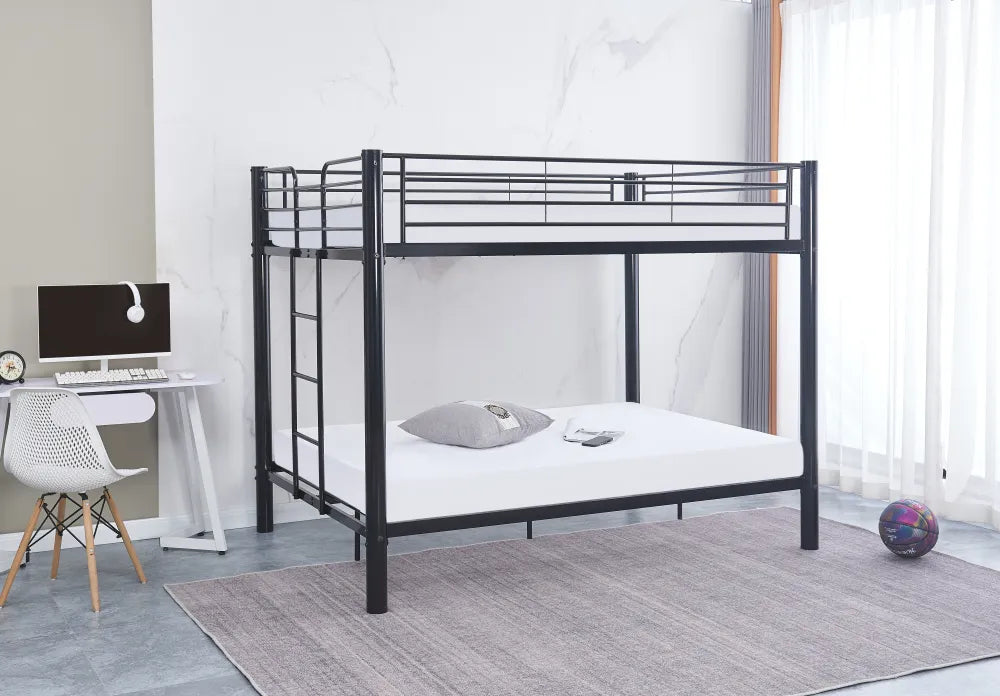 Lit superposé 4 places COLOSSE 140x190 cm en métal robuste – Sommier inclus #couleur_noir