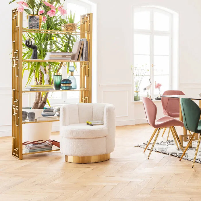 Fauteuil boudoir pivotant molletonné en laine douce