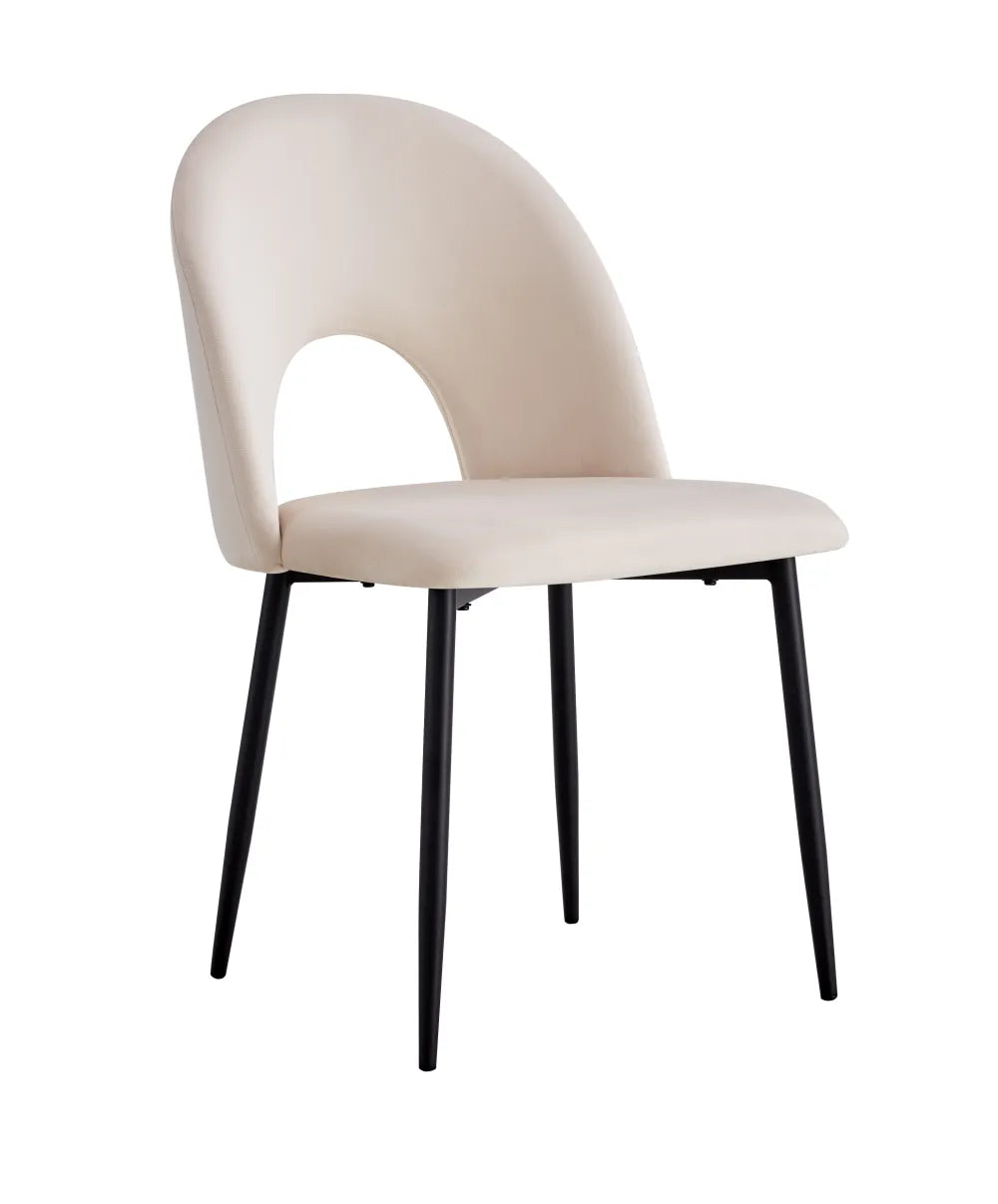 Lot de 2 chaises TEDDY pieds en métal noir #couleur_beige