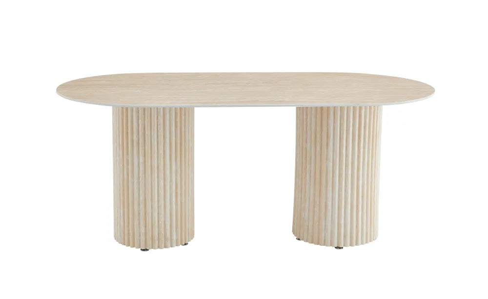 Table à manger KEYSHA en céramique #couleur_travertin