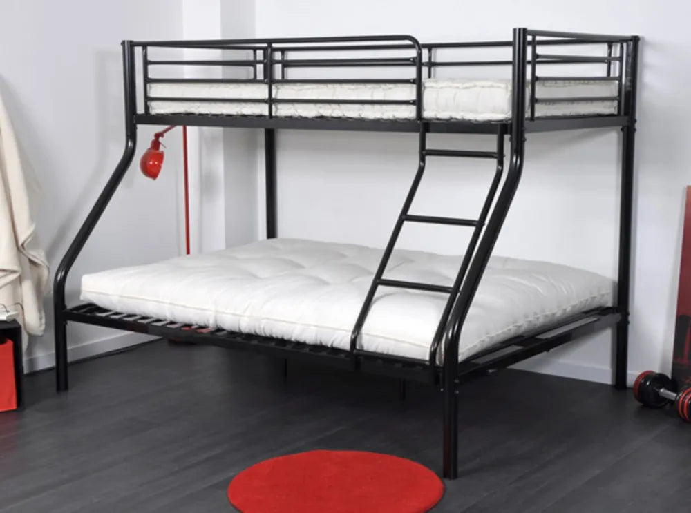 Lit superposé 2+1 métal COSTO 3 places 90x190 + 140x190 #couleur_noir