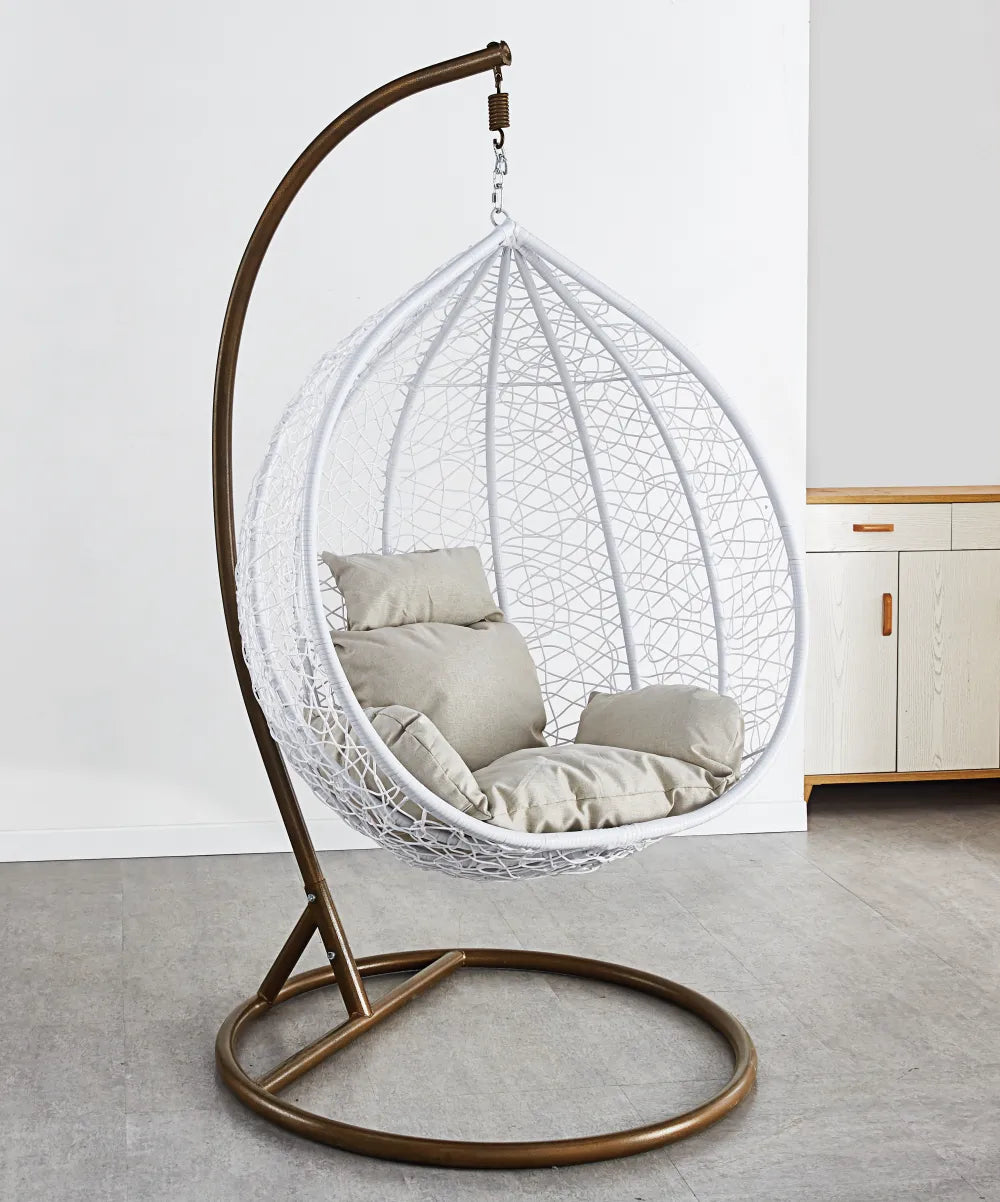 Fauteuil Balançoire Suspendu Œuf en Résine #couleur_blanc