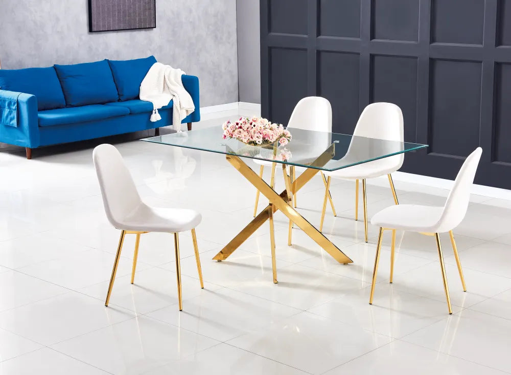 Table à manger JESSICA pieds gold #couleur_transparent