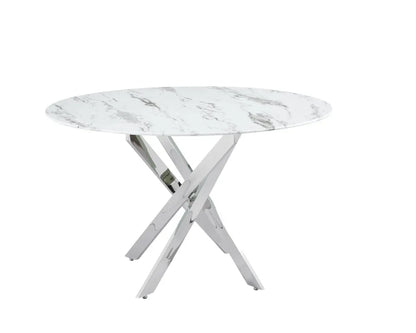 Table à manger ronde JESSICA pieds chrome Diamètre 120 cm 