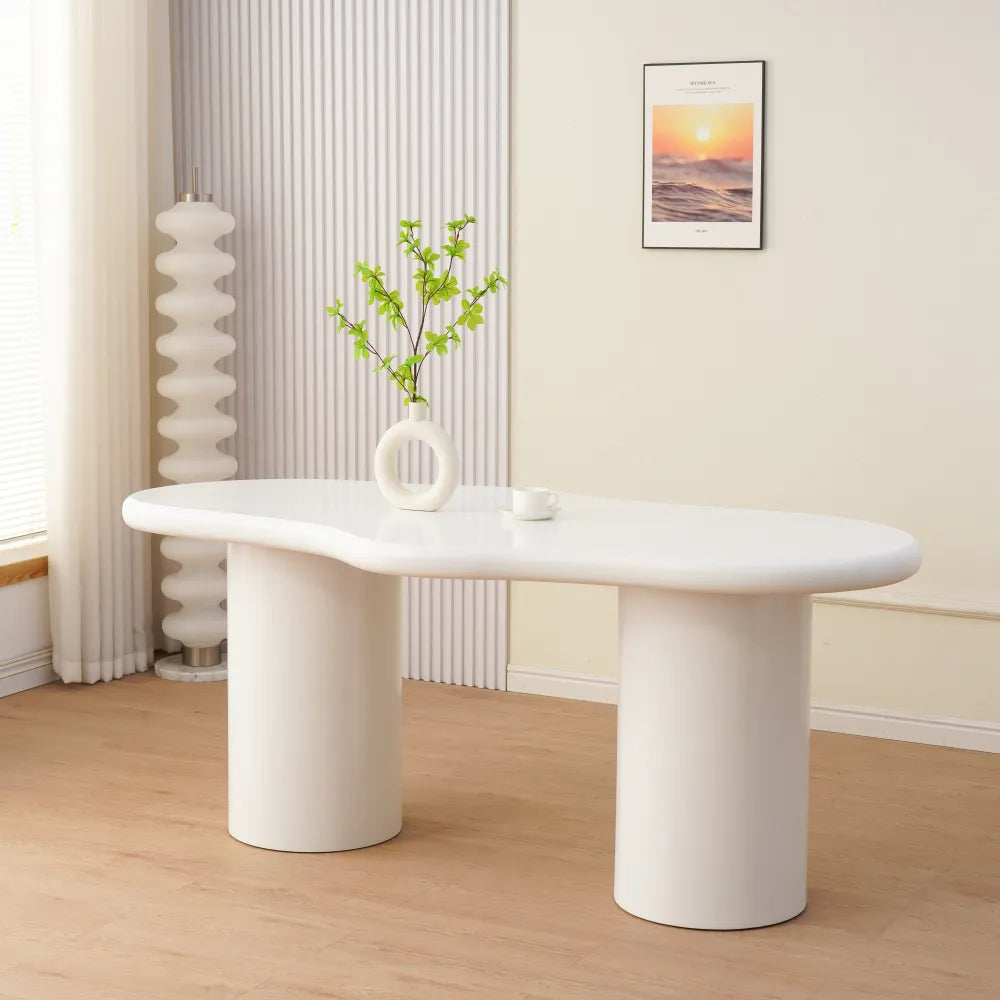 Table à manger design CURVE blanc MDF 180x90 cm