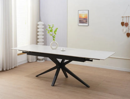 Table à manger extensible TONIA 160 à 240 cm céramique travertin 