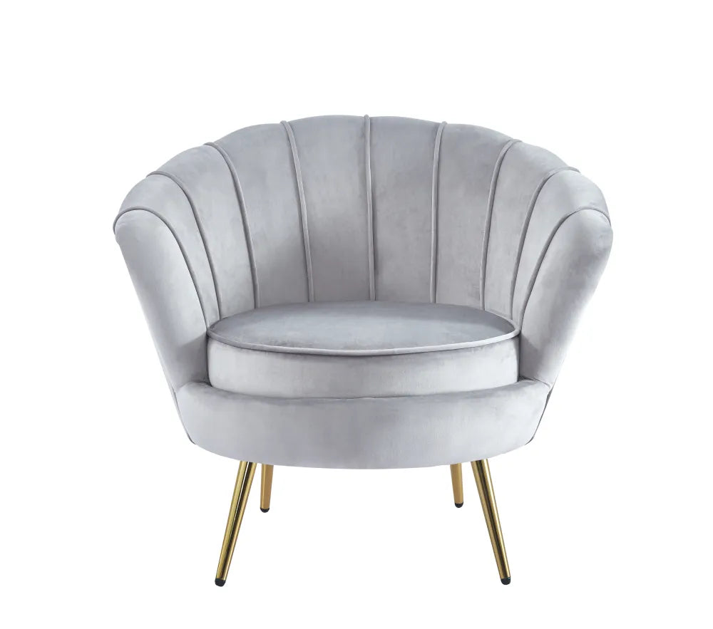 Fauteuil design NYMPHEA GOLD gris en velours