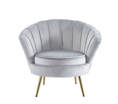 Fauteuil design NYMPHEA GOLD gris en velours