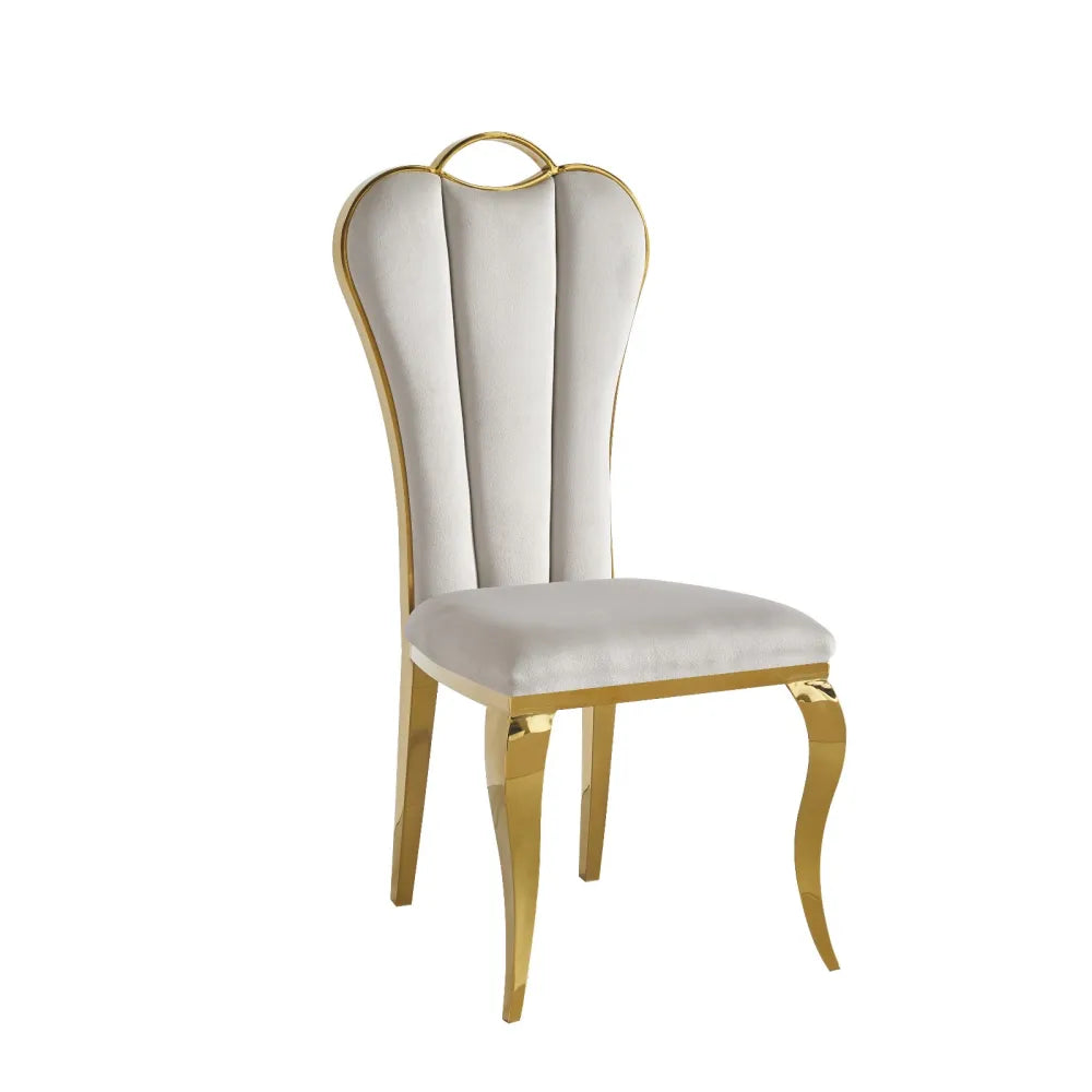 Lot de 4 chaises ALICE pieds gold velours #couleur_taupe