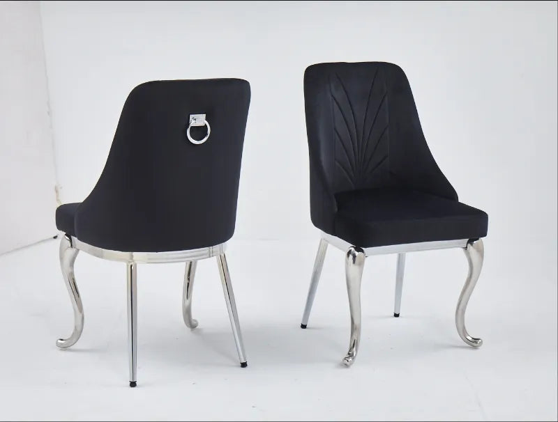 Lot de 2 chaises BAROKA pieds chrome velours #couleur_noir