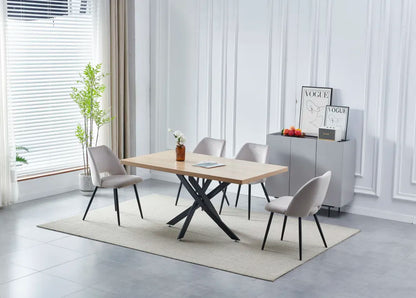 Table à manger JESSICA en bois pieds en métal noir 180 cm