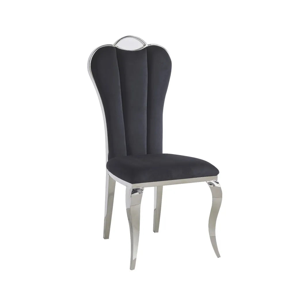 Lot de 4 chaises ALICE pieds chrome velours #couleur_noir