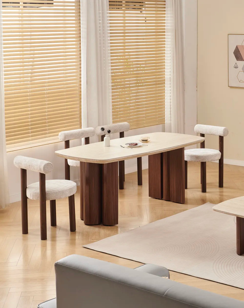 Table à manger TRINITY pieds Noyer plateau 180 cm 