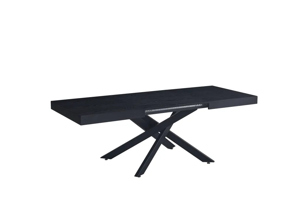 Table à manger extensible BALNI 140 à 220 cm plateau en bois #couleur_noir