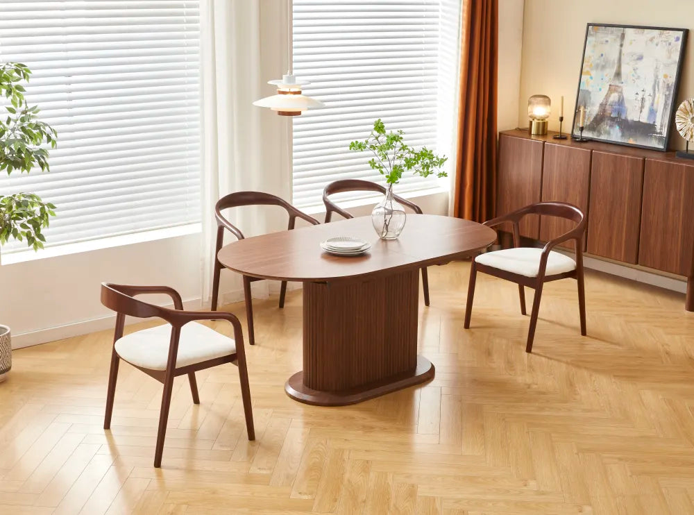 Table à manger extensible VANESSA céramique noyer 160-200 cm