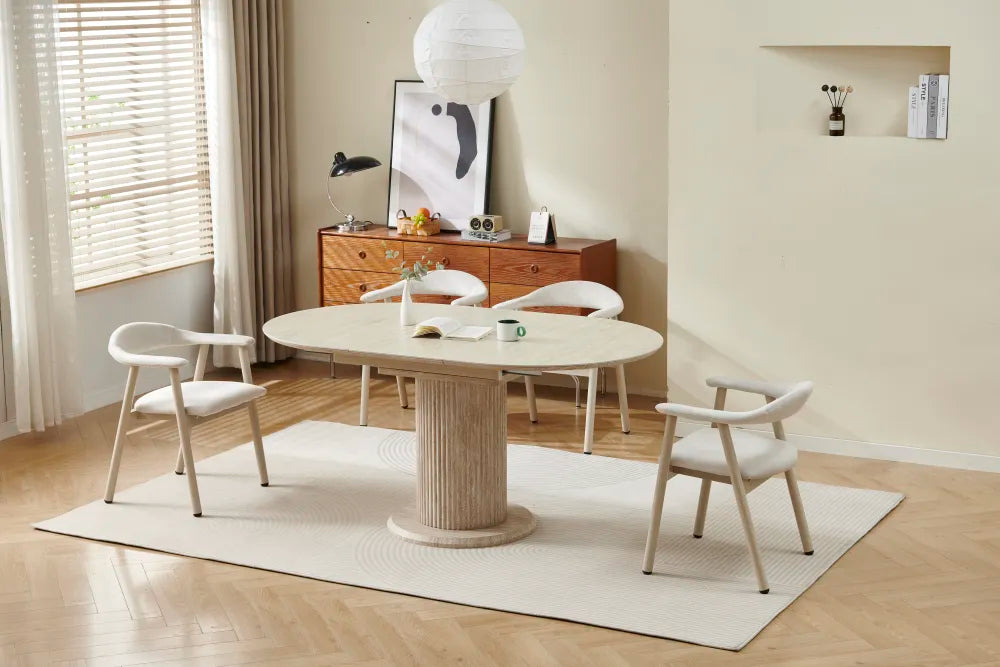 Table a manger extensible SOFIA ceramique travertin 125-165 cm