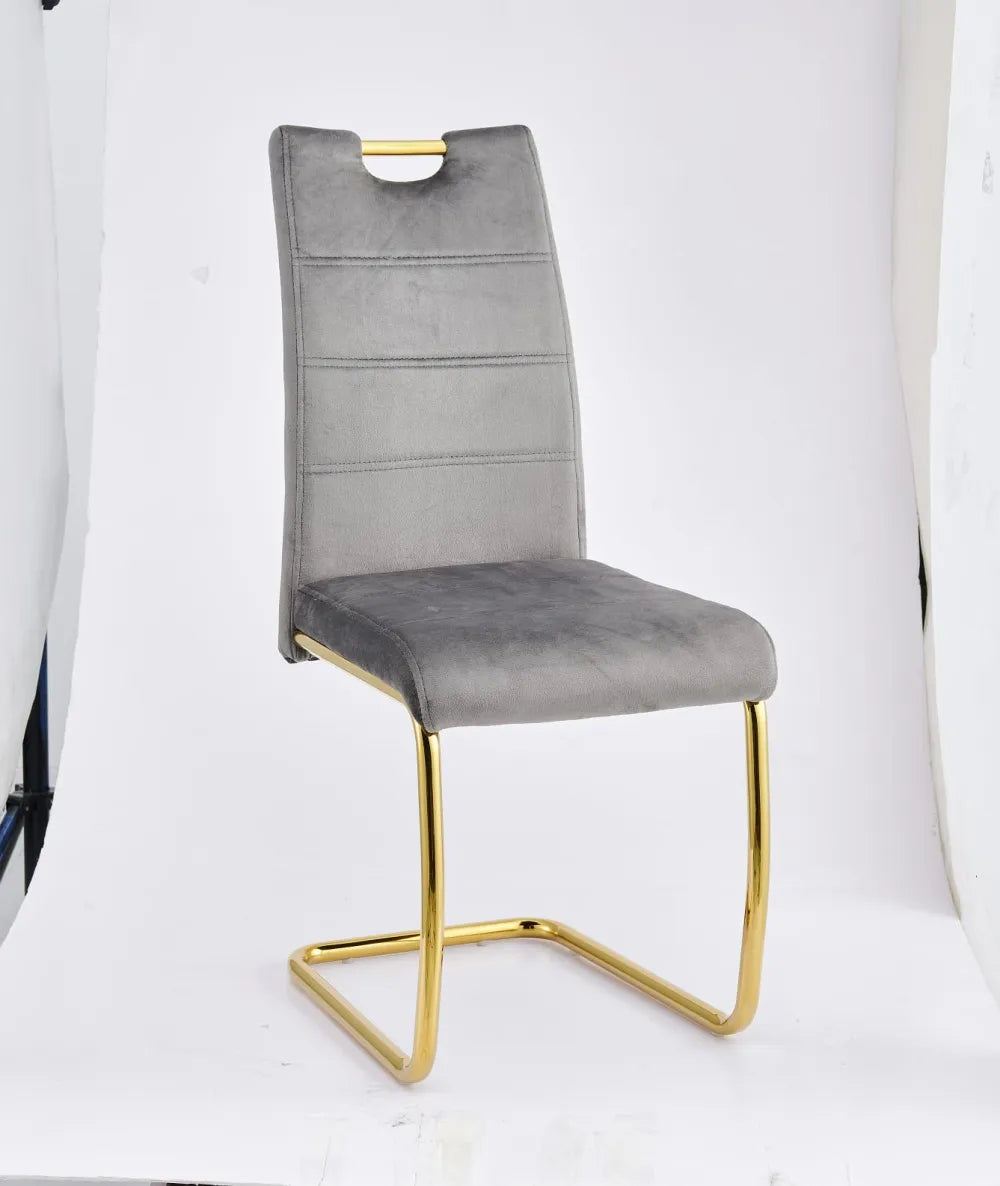 Lot de 6 chaises EAGLE pieds gold velours