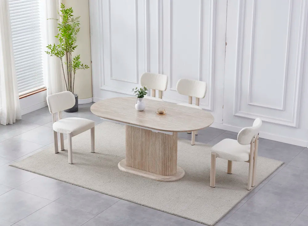 Table à manger extensible VANESSA céramique travertin 160-200 cm