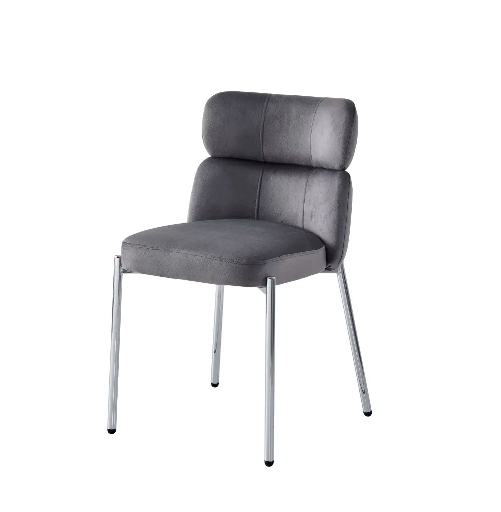 Lot de 4 chaises STEPHANY chrome velours #couleur_gris