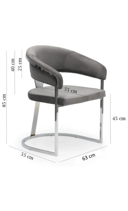Lot de 2 chaises ANA chrome velours gris