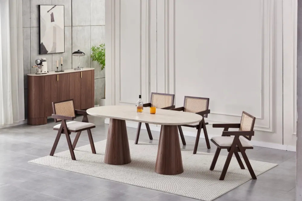 Table à manger ICONE pieds Noyer plateau 180 cm 