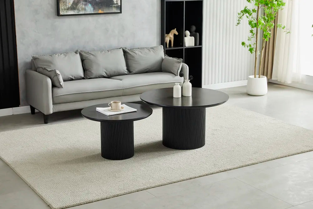 Tables basses gigogne DUO PILA en céramique #couleur_noir